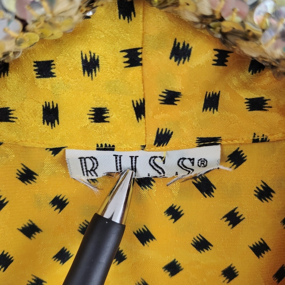 Vintage 80s 90s Russ Yellow Womens Yellow Plus Size Geometric Top - Picture 7 of 7